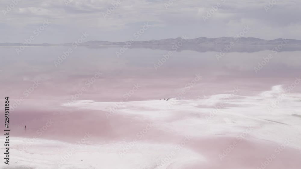 Pink Salt Lake in Utah. High Quality Drone Video. Pink Salt Lake in Utah. High Quality Drone Video.