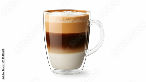 Layered coffee drink in glass mug