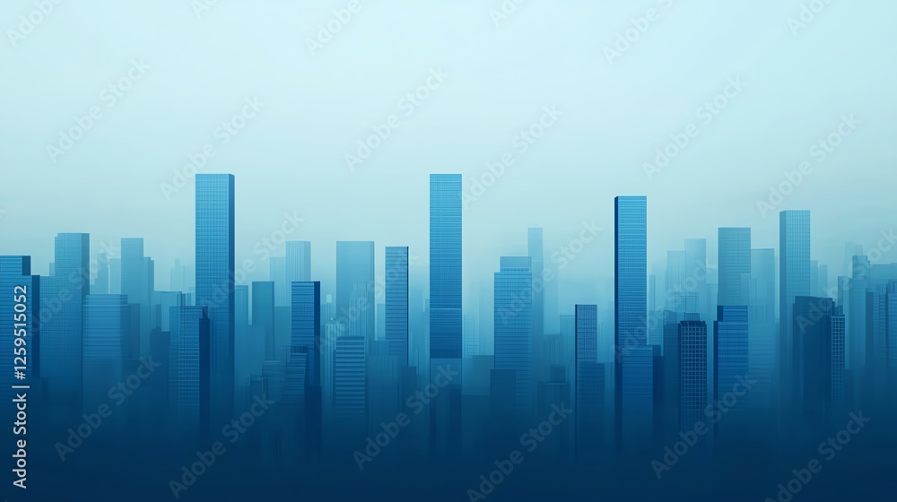 A serene blue skyline silhouette. A serene blue skyline silhouette.
