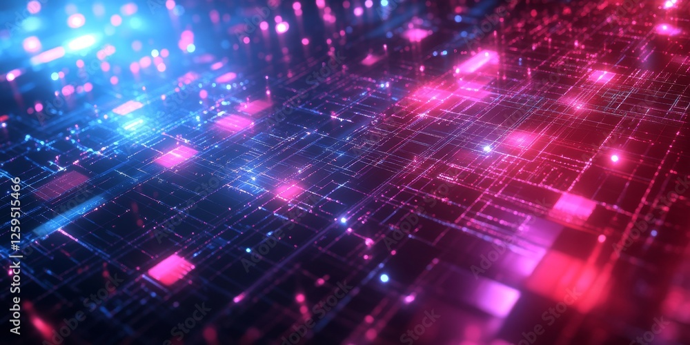 Abstract background with futuristic grid patterns and neon highlights. Featuring cyan, magenta, and silver. Ideal for sci-fi design themes. Abstract background with futuristic grid patterns and neon highlights. Featuring cyan, magenta, and silver. Ideal for sci-fi design themes.