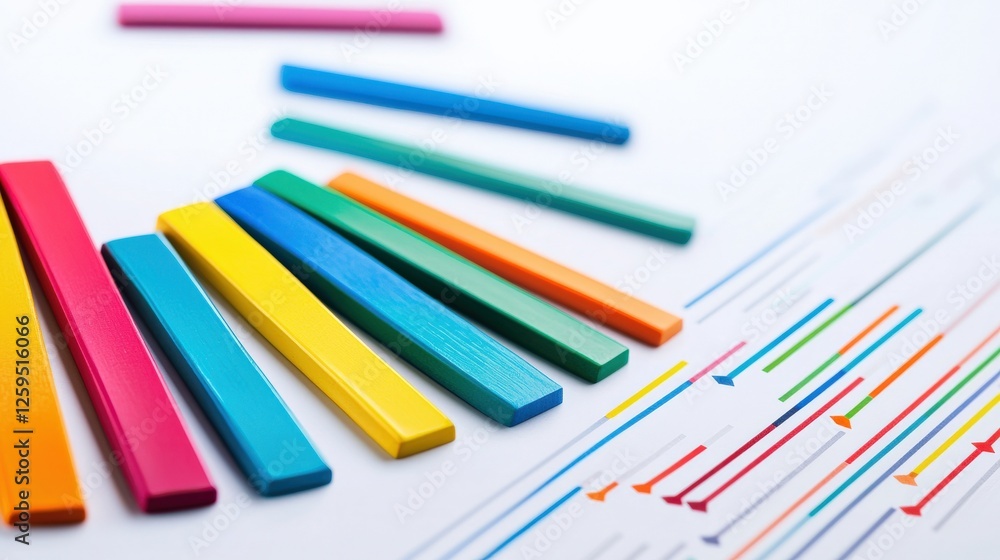 A team reviewing printed reports with highlighted market trends. A team reviewing printed reports with highlighted market trends.
