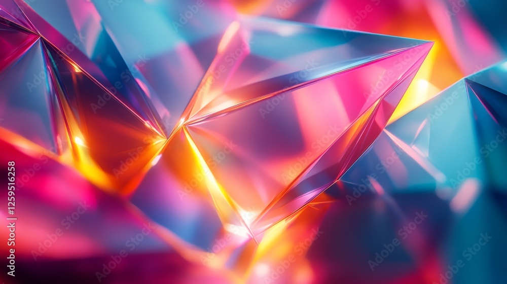 Abstract background with geometric prism patterns and bright neon colors. Featuring vibrant pinks, blues, and greens. Ideal for high-tech design themes. Abstract background with geometric prism patterns and bright neon colors. Featuring vibrant pinks, blues, and greens. Ideal for high-tech design themes.