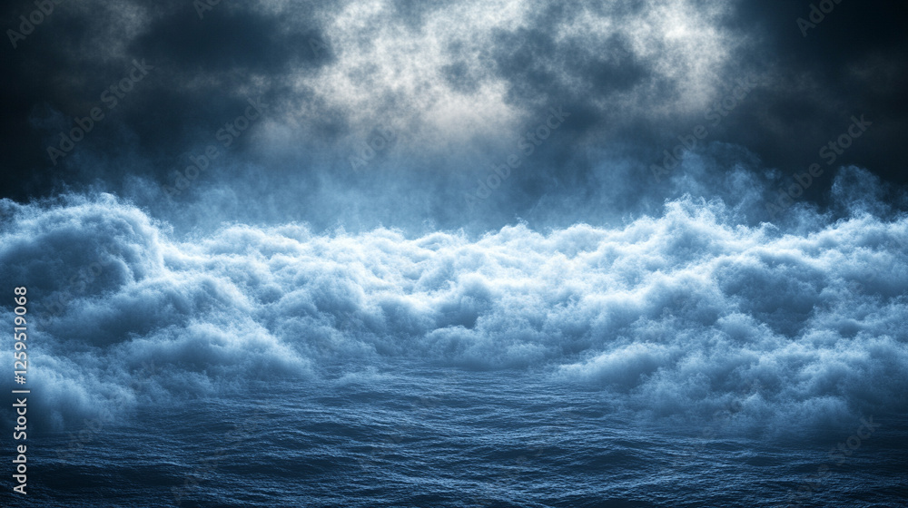 A large cloud of white-gray smoke rises from the ground into a dark sky, creating a scene of chaos and disruption with an empty, blurred backdrop and space for caption or text A large cloud of white-gray smoke rises from the ground into a dark sky, creating a scene of chaos and disruption with an empty, blurred backdrop and space for caption or text