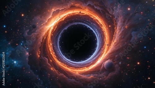Mysterious glowing black hole in deep space with swirling energy, representing astronomy, cosmic wonders, sci-fi concepts, gravity, time, universe exploration, and astrophysics.