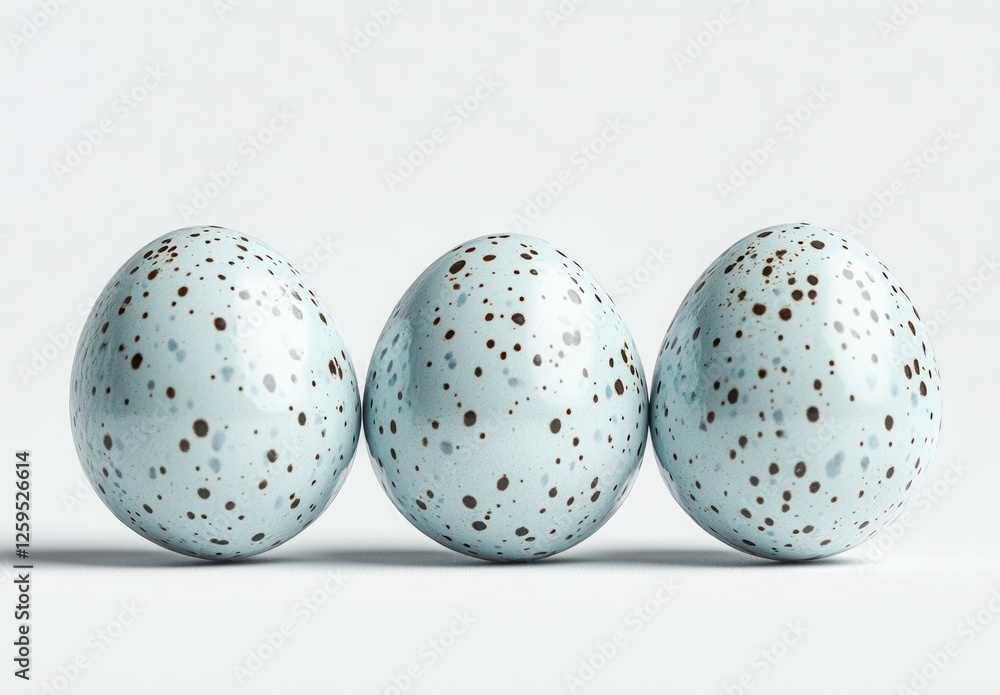 Three eggs with brown spots on them Three eggs with brown spots on them