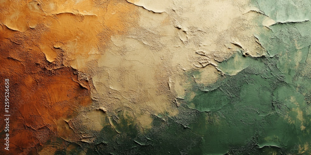 Fototapeta premium Abstract background with textured brushstrokes and earthy tones. Featuring shades of brown, green, and ochre. Ideal for rustic design themes.