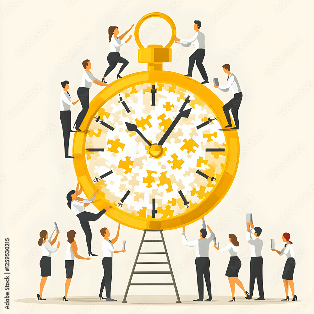 Teamwork Puzzle Clock Illustration Teamwork Puzzle Clock Illustration