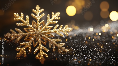 Vector Gold Glitter Snowflake Decorative Design Christmas

