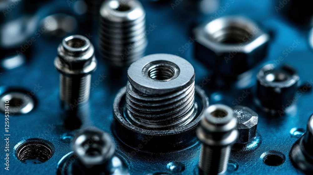 Close-up of Various Metal Fasteners and Machine Parts Close-up of Various Metal Fasteners and Machine Parts