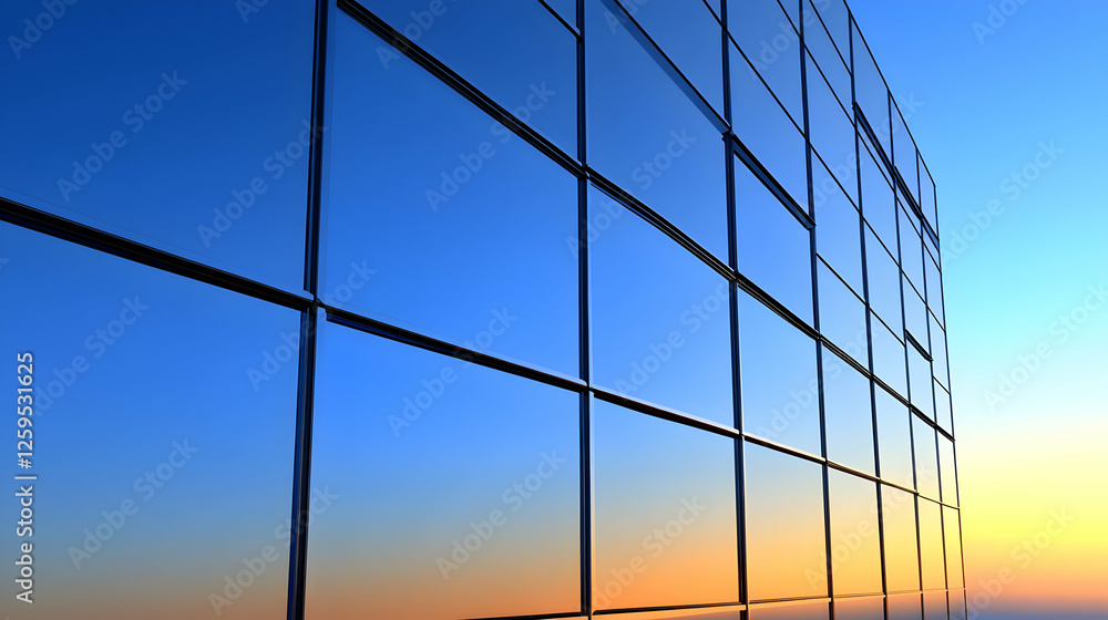 Sunset Glass Building 3D Illustration Sunset Glass Building 3D Illustration
