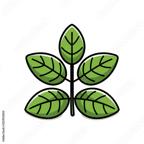 Cartoon Basil Sprig Icon