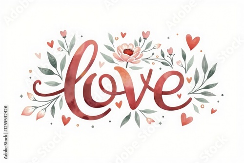 Love typography heart image, 