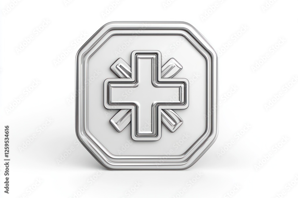 Obraz premium 3D emergency first aid icon on white, representing urgent medical services.