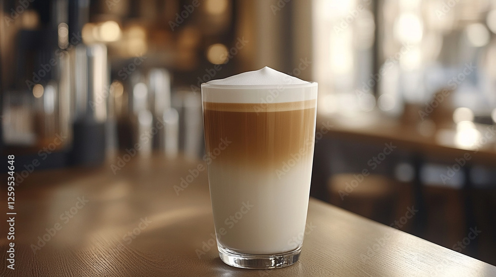 A clear glass of coffee with milk foam, crafted by a skilled barista, symbolizing warmth, comfort, and modern artistry. The bright tone and blurred background create an inviting, peaceful atmosphere.
A clear glass of coffee with milk foam, crafted by a skilled barista, symbolizing warmth, comfort, and modern artistry. The bright tone and blurred background create an inviting, peaceful atmosphere.