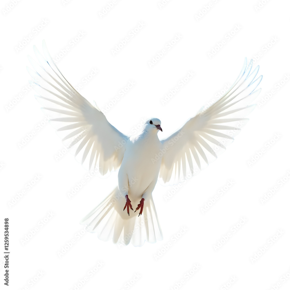a white dove spreading its wings in mid-flight against a clear background. It is a symbol of hope, peace and new beginnings a white dove spreading its wings in mid-flight against a clear background. It is a symbol of hope, peace and new beginnings