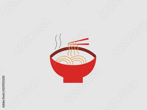 This image features a steaming bowl of noodles