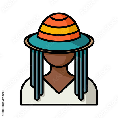 Person with Striped Hat and Dreadlocks Icon