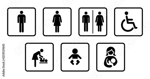 Wallpaper Mural simple common restroom baby change table room disabled symbol icon sign set vector transparent background Torontodigital.ca