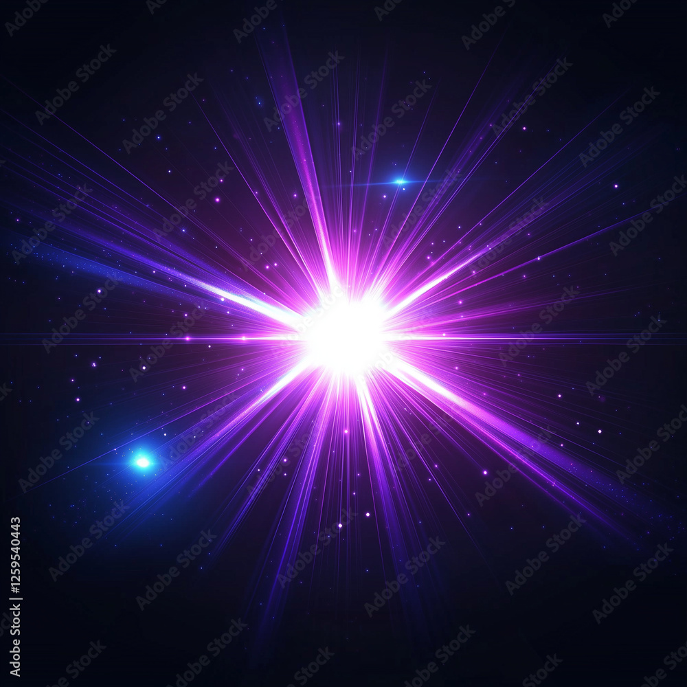 Fototapeta premium Vibrant purple and blue light rays radiating from the center, creating an abstract background with energy lines