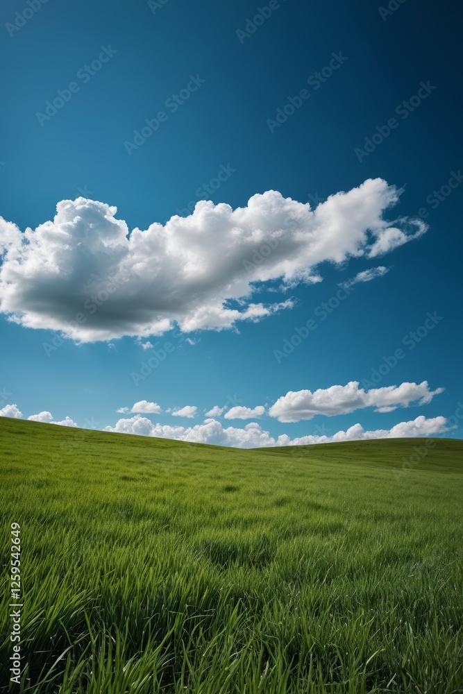 Obraz premium there is a field of grass with a blue sky in the background
