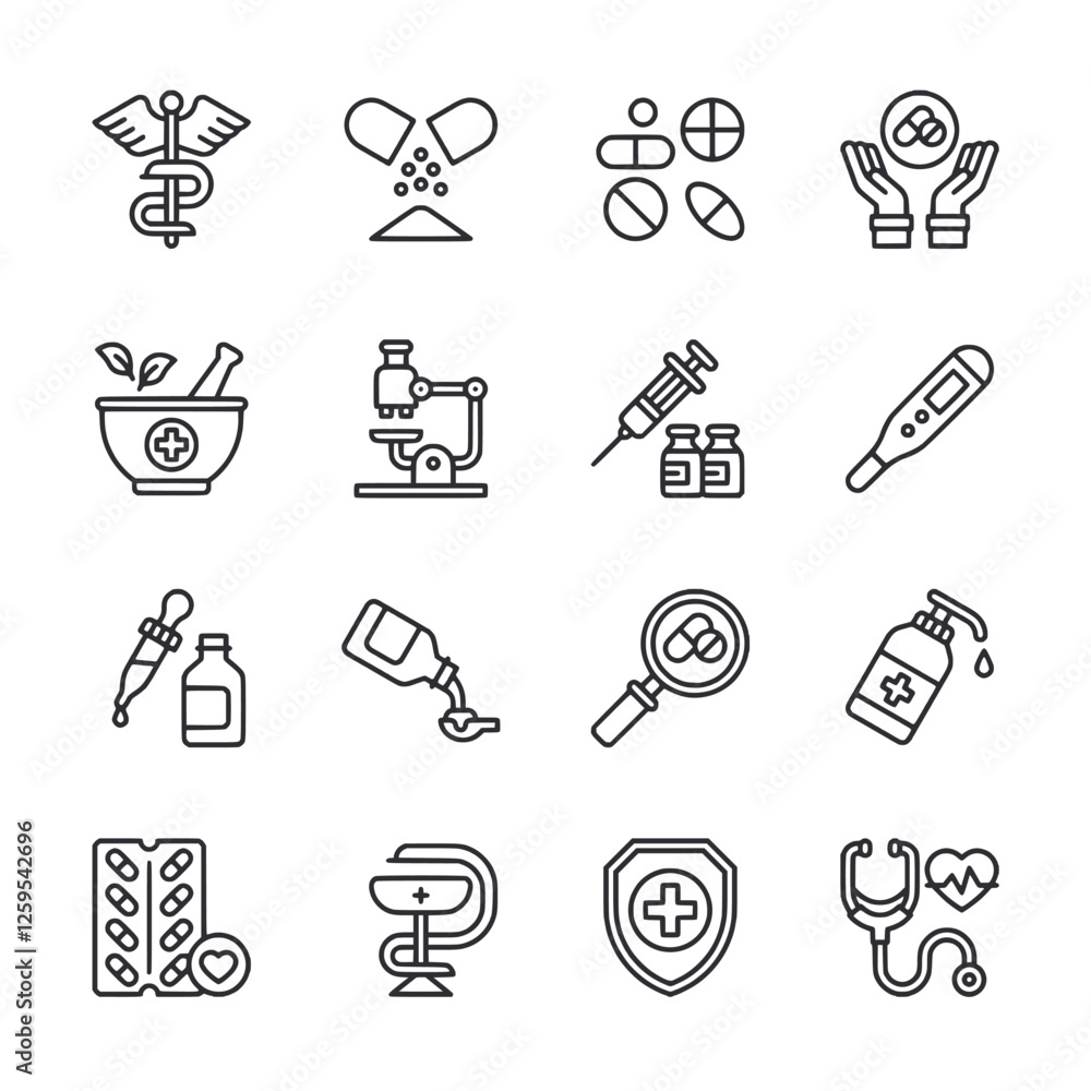 A set of medical symbols and icons A set of medical symbols and icons