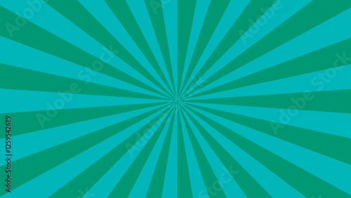 Vibrant Teal and Green Sunburst Background with Rays Emanating from a Central Point - Retro and Comic Book Style