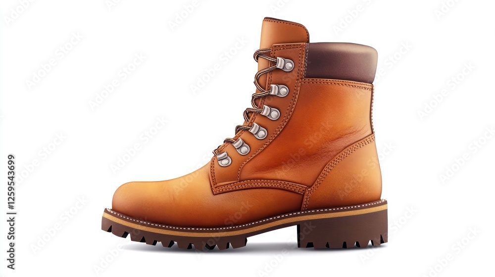 Cartoon vector of a brown leather boot, simple design, white background, vector art, simple colors, simple shadows, simple light and shadow Cartoon vector of a brown leather boot, simple design, white background, vector art, simple colors, simple shadows, simple light and shadow