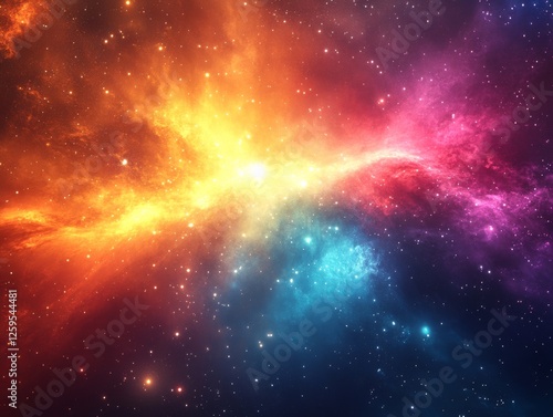Fototapeta Naklejka Na Ścianę i Meble -  Abstract cosmic energy radiance background. Featuring cosmic energy radiance and bright colors. Emphasizing depth and dynamism. Ideal for space and artistic themes.