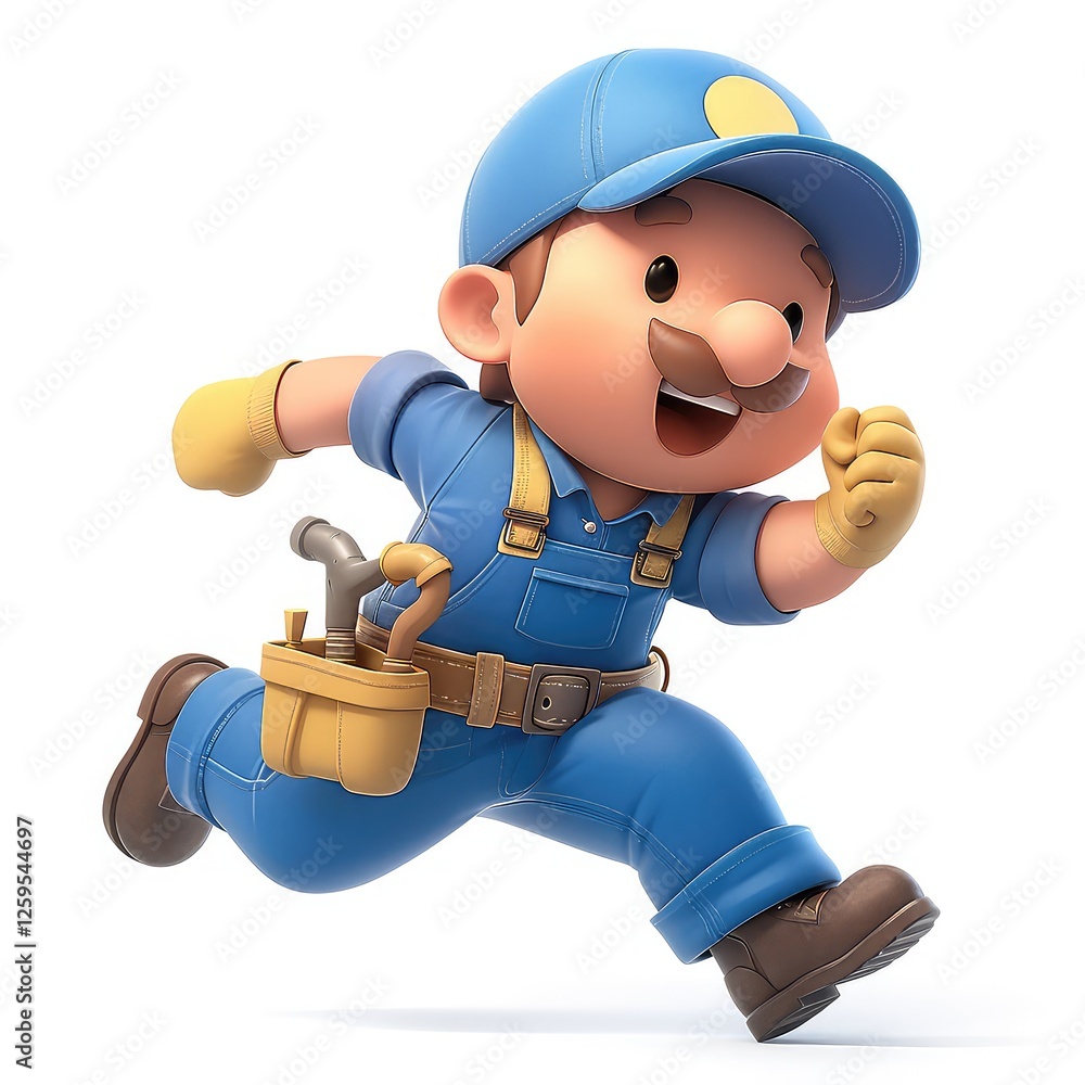 Running Plumber Cartoon 3D Model: Fast Service, Reliable Repairs Running Plumber Cartoon 3D Model: Fast Service, Reliable Repairs