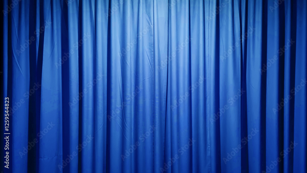 A luxurious, textured blue fabric curtain, draped in soft folds and illuminated with a subtle glow, creates an elegant and versatile background suitable for stage curtains, festive decorations. A luxurious, textured blue fabric curtain, draped in soft folds and illuminated with a subtle glow, creates an elegant and versatile background suitable for stage curtains, festive decorations.