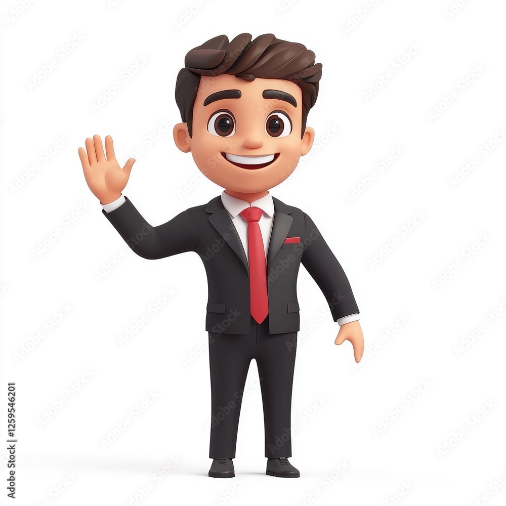 Smiling 3D Businessman Cartoon Character: Corporate Success, Teamwork, and Professionalism Smiling 3D Businessman Cartoon Character: Corporate Success, Teamwork, and Professionalism