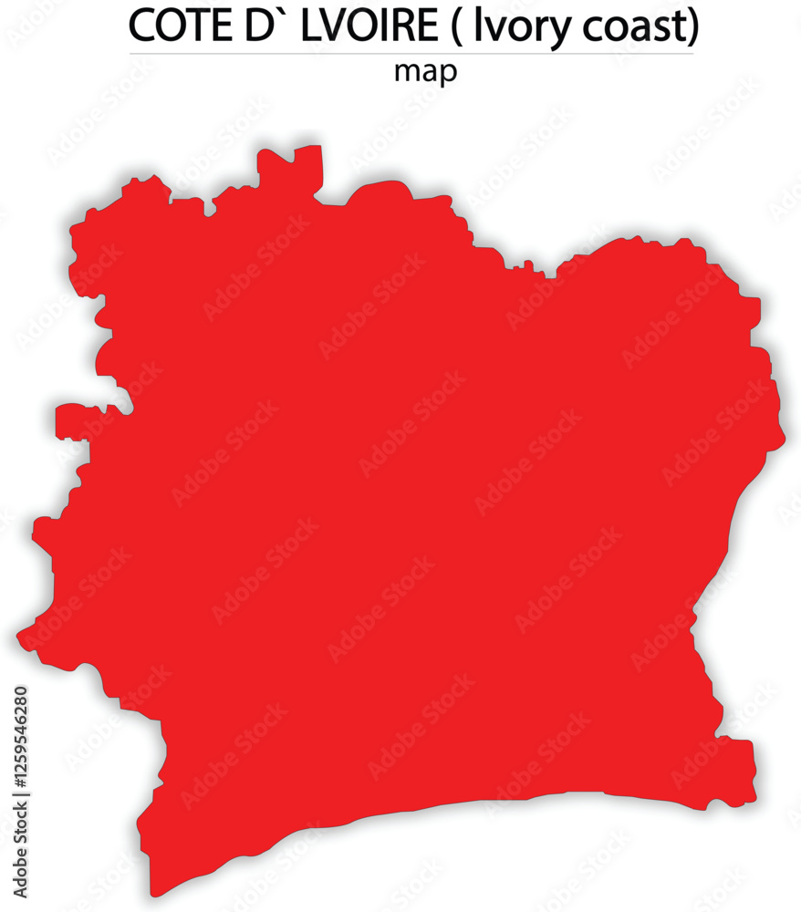 Cote d’Ivoire (Ivory Coast) map in red colour and with trasparent background Cote d’Ivoire (Ivory Coast) map in red colour and with trasparent background