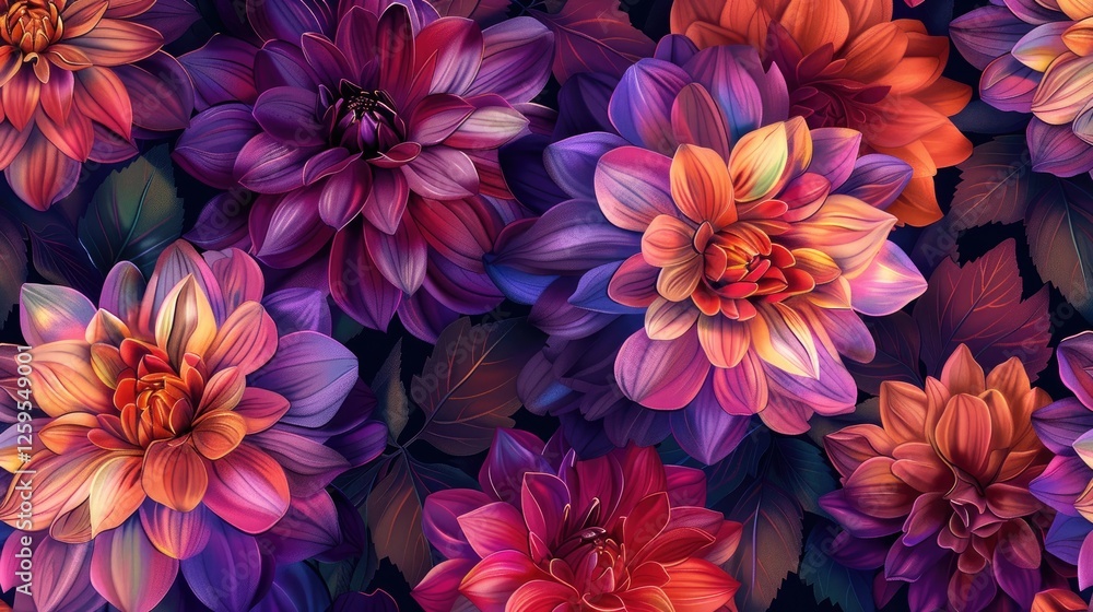 Obraz premium seamless pattern of colorful and vibrant flowers
