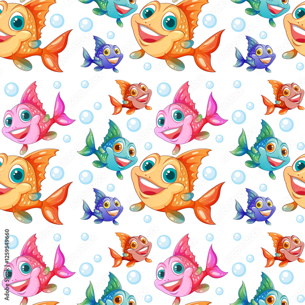 Vibrant fish swimming among playful bubbles Vibrant fish swimming among playful bubbles