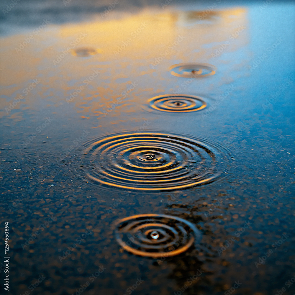 raindrops creating ripples in a puddle raindrops creating ripples in a puddle