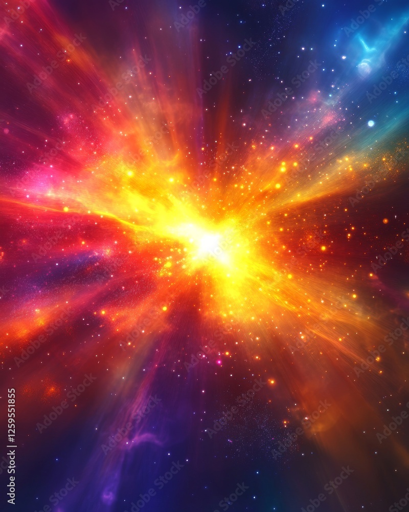 Fototapeta premium Abstract cosmic flare glow background. Featuring cosmic flare glow and bright colors. Emphasizing movement and depth. Ideal for space and dynamic themes.