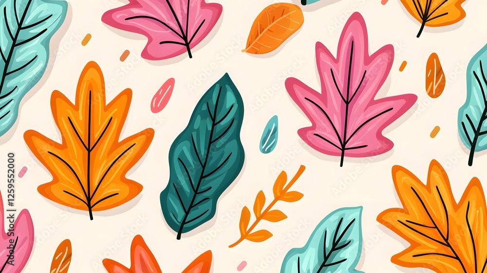 Obraz premium Colorful Autumn Leaves Pattern on Light Background for Decoration