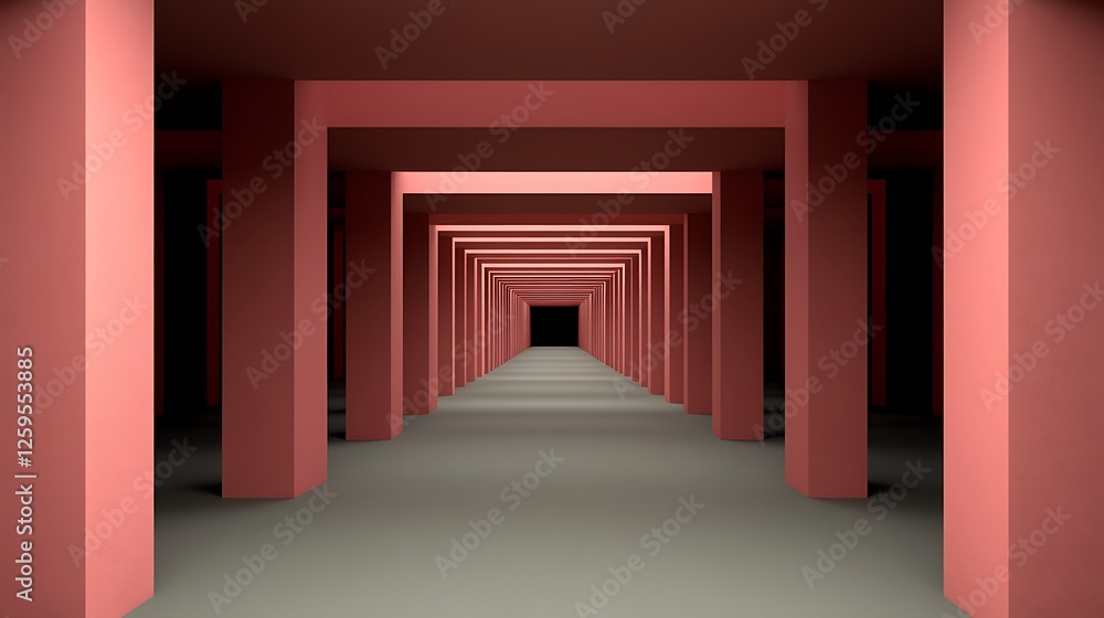 Pink corridor, perspective, architecture, design, background, abstract Pink corridor, perspective, architecture, design, background, abstract