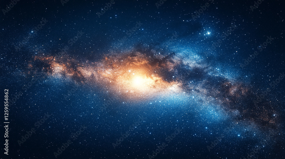 Fototapeta premium A spectacular cosmic nebula swirling with vibrant interstellar dust and glittering stars in the vast universe, symbolizing mystery, creation, and the infinite wonders of space