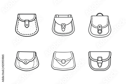 leather pouch icon line art vector illustration
