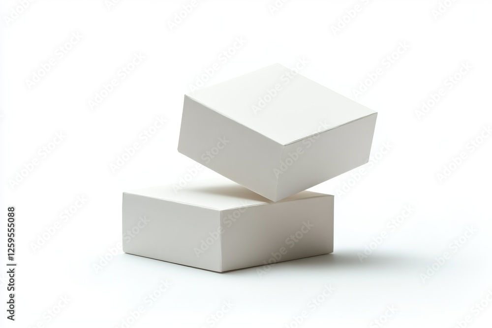 Two Blank White Cardboard Boxes Mockup Packaging Design Two Blank White Cardboard Boxes Mockup Packaging Design