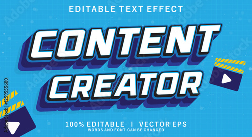 conten creator vector text effect with modern style design