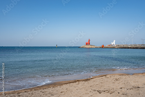 바다와 하늘이 어우러진 해안가풍경 제주 제주시 이호일동 이호테우해수욕장