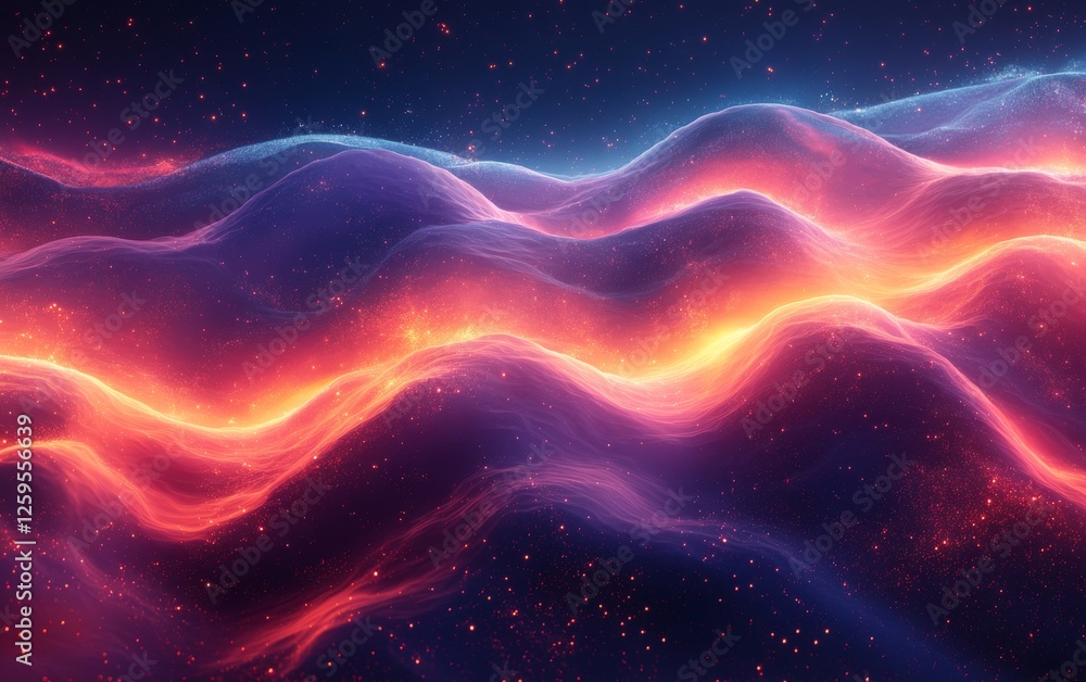 Obraz premium Abstract cosmic flare waves background. Featuring cosmic flare waves and bright colors. Emphasizing depth and radiant motion. Ideal for space and artistic themes.