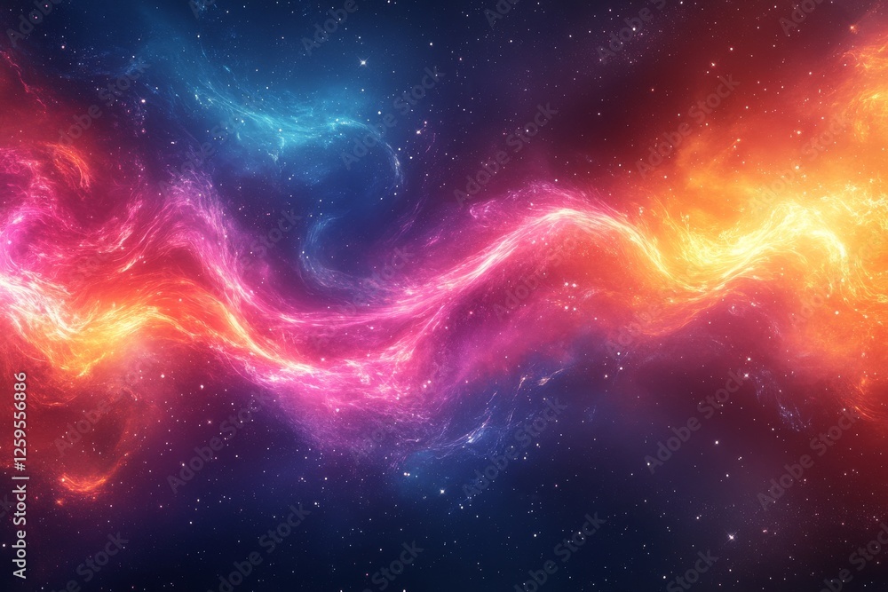 Fototapeta premium Abstract cosmic flare waves background. Featuring cosmic flare waves and vivid colors. Emphasizing depth and dynamic motion. Ideal for space and artistic themes.