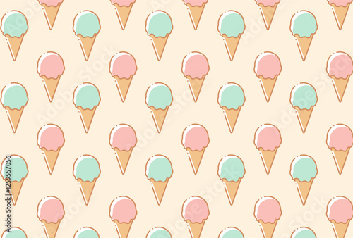 seamless pattern with colorful ice cream cones