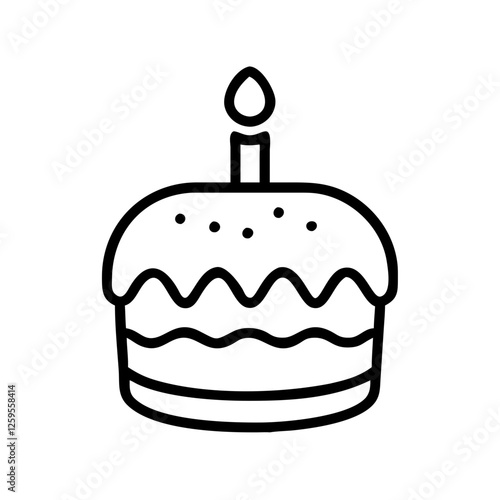 Outline icon of an Easter cake with a candle
