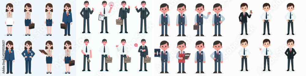 Vector set of a person salesperson standing full body with a simple and minimalist flat design style Vector set of a person salesperson standing full body with a simple and minimalist flat design style