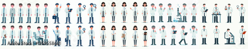 Vector set of a person scientist standing full body with a simple and minimalist flat design style