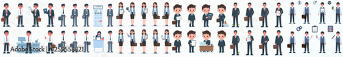 Vector set of a person accountant standing full body with a simple and minimalist flat design style
